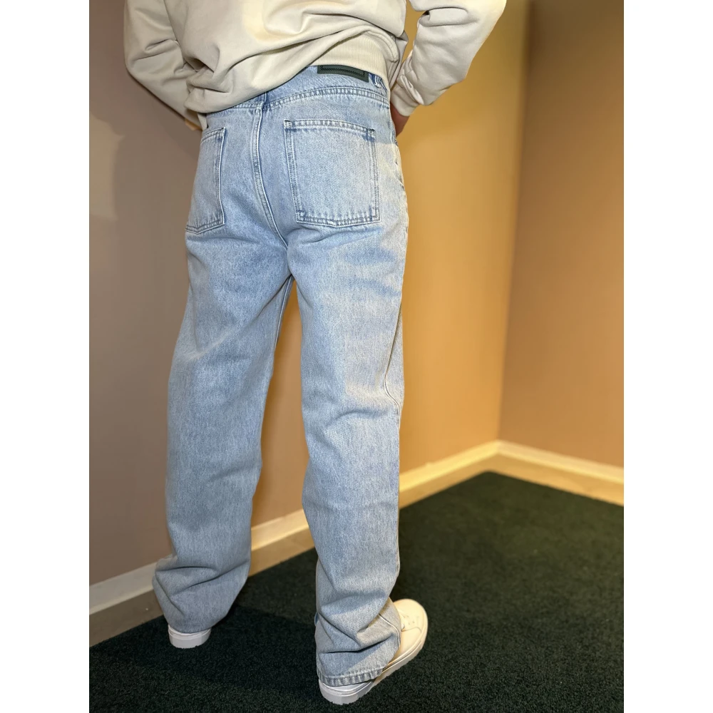 Drole de Monsieur Lichtblauwe Gewassen Jeans met Fluweel Details Blue Heren