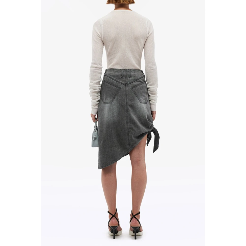Remain Birger Christensen Asymmetrische Jeans Rok Zilver Grijs Gray Dames