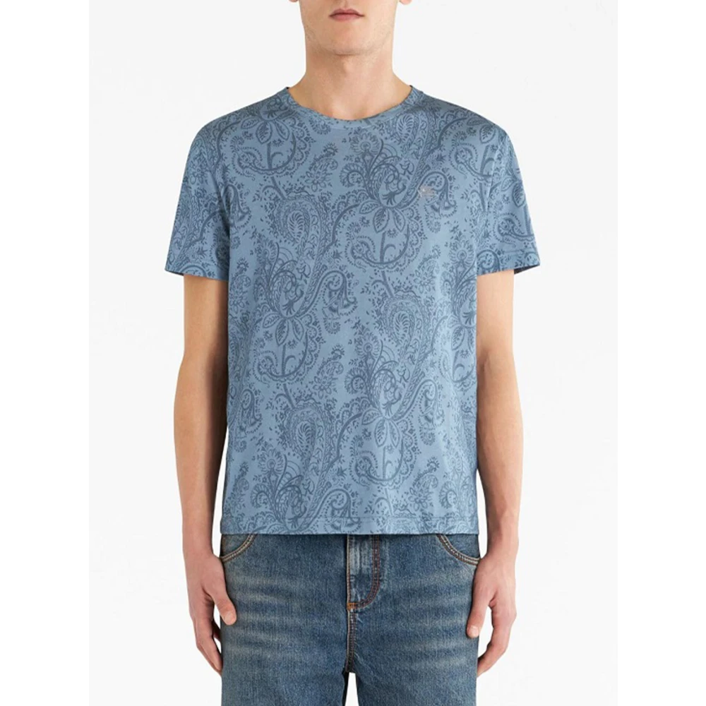 ETRO Paisley Jersey Katoenen T-shirt Blue Heren