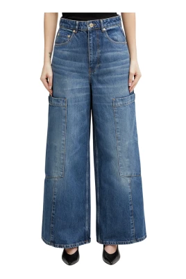Baggy Wide Jeans i styvt denimtyg