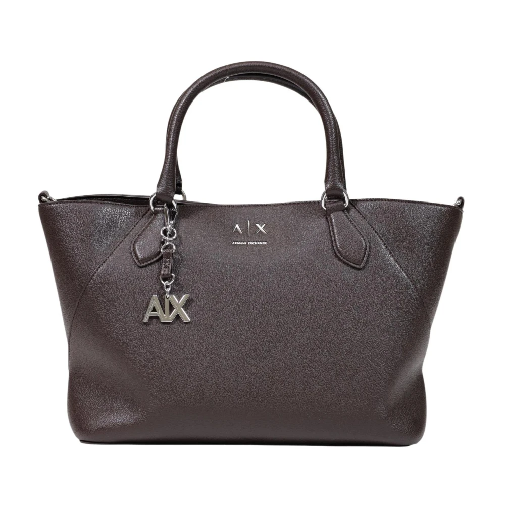 Armani Exchange Donna Marrone Borsa Shopping Con Logo - Immagine 3