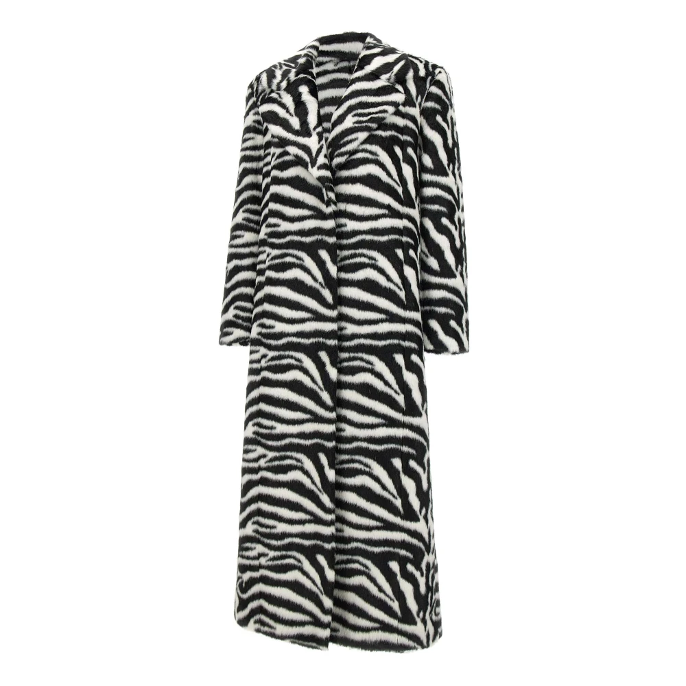 Rotate Birger Christensen Zebra Animalier Pony Hair Coat Black Dames