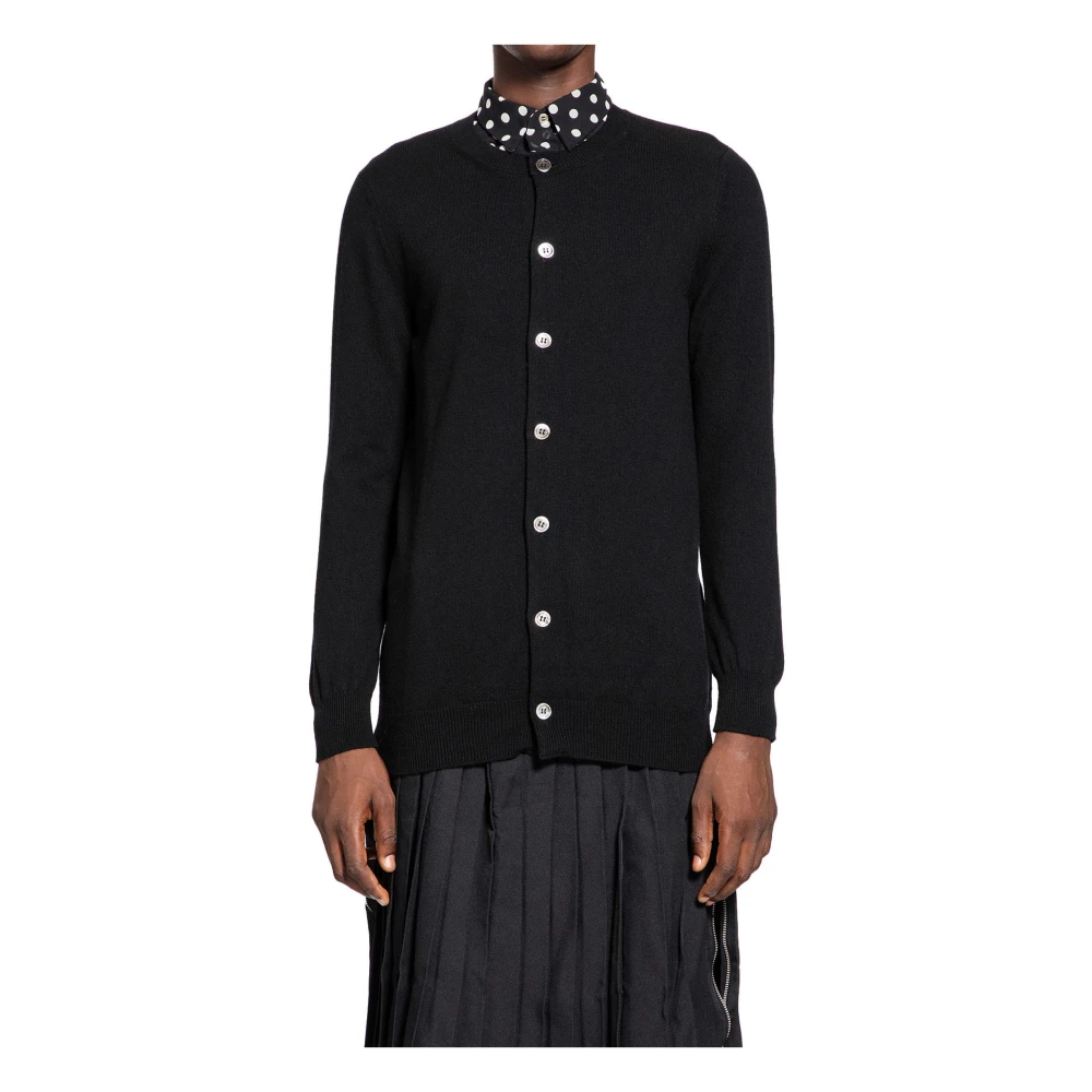 Comme des Garçons Zwarte Wol Jersey Crewneck Shirt Black Heren