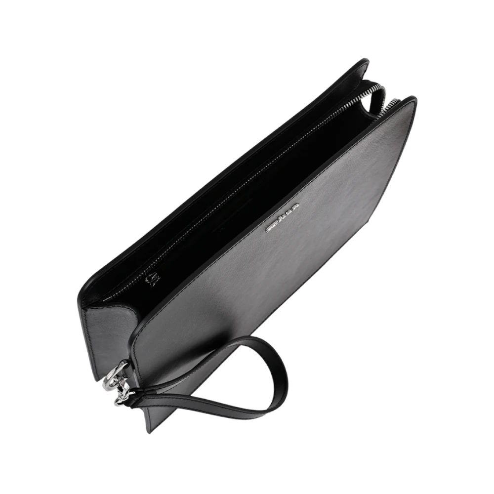 Kiton Elegante Leren Clutch met Afneembare Band Black Dames