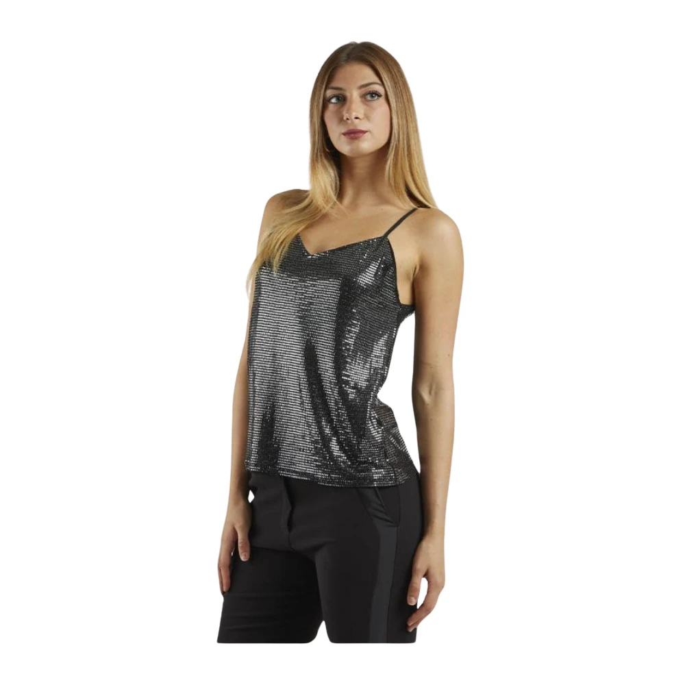 Molly Bracken Paillet Cami Top V-hals Stijl Gray Dames