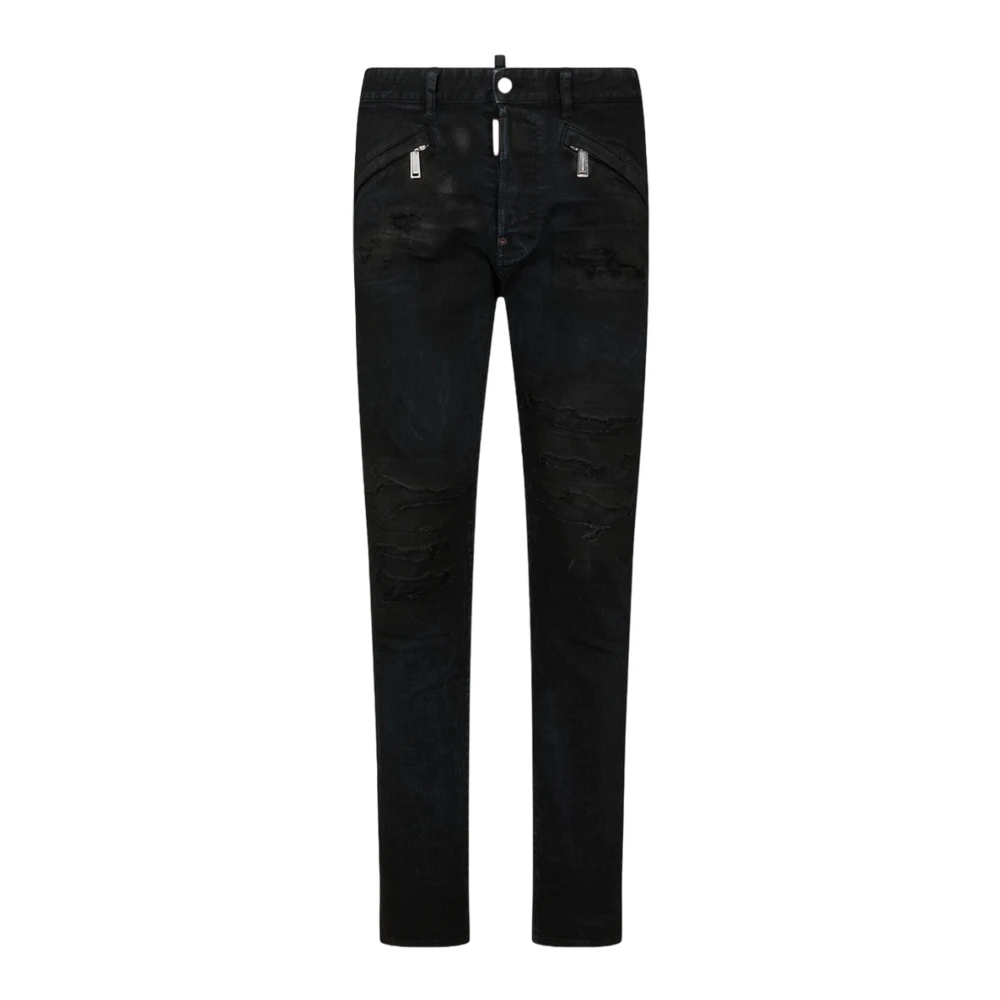 Dsquared2 Zwarte Stretch Denim Slim Fit Jeans Black Heren