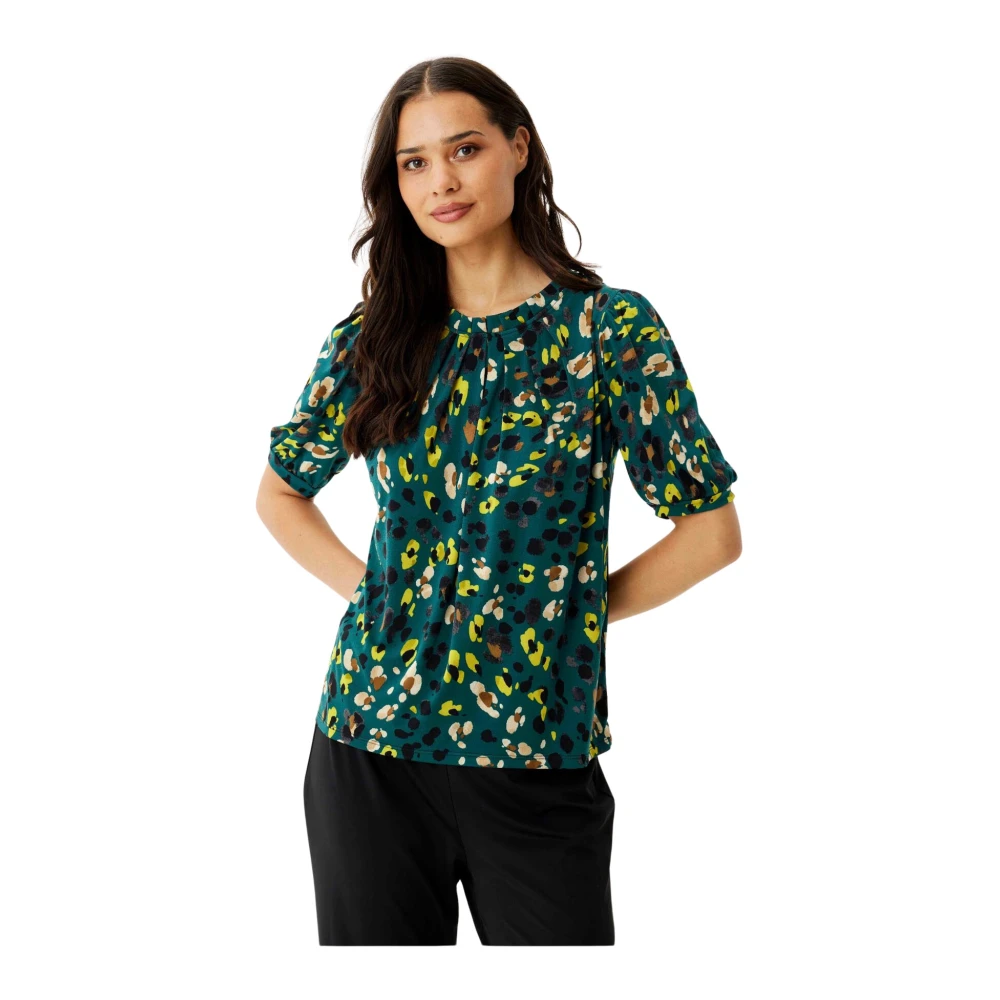 IN Front Groene Grazia Blouse met Pofmouwen Multicolor Dames