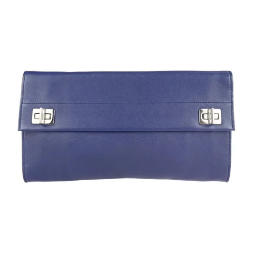 Prada Vintage Pre-owned Leather clutches Blue Dames