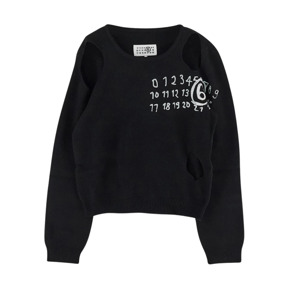 MM6 Maison Margiela Wol gebreide trui met logo Black Dames