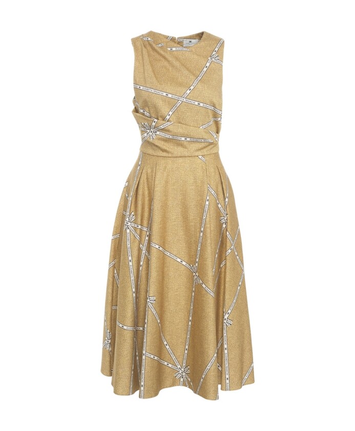 robe-midi-doree-drapee-avec-imprime