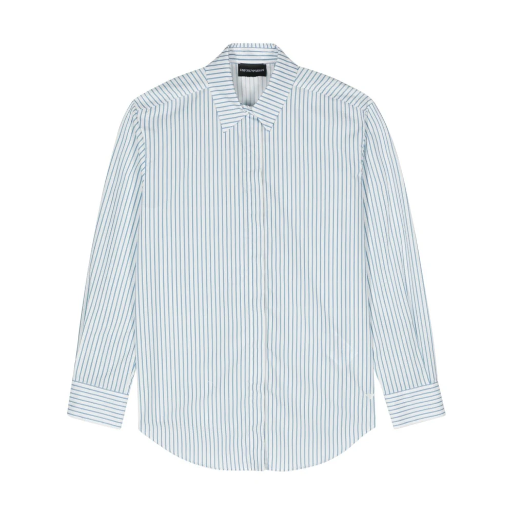 Emporio Armani Wit Gestreept Katoenen Overhemd White Dames