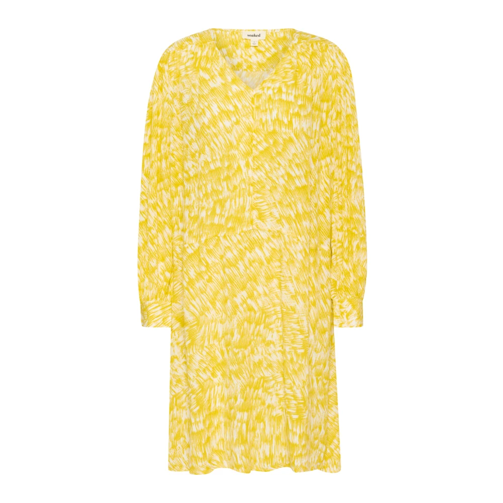 Soaked in Luxury Snake Eye Stroke Lente Jurk Yellow Dames