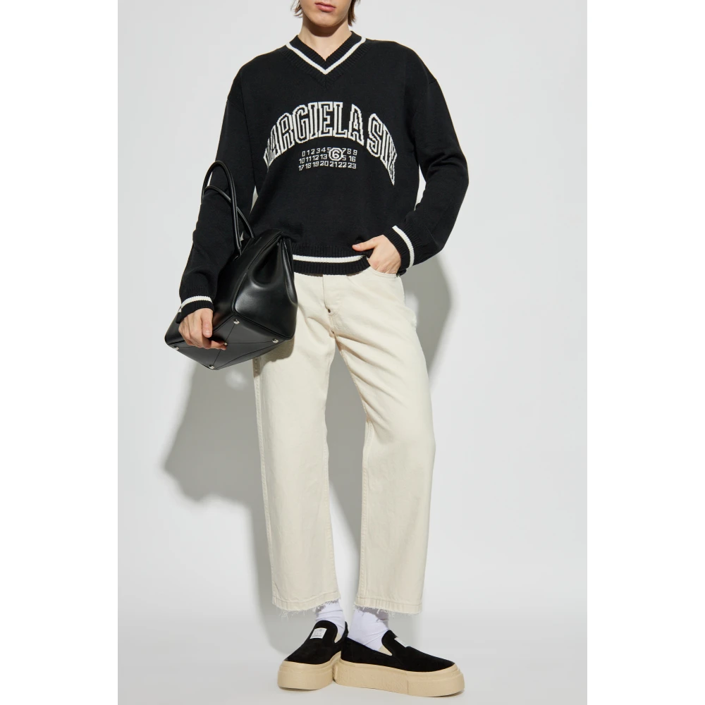 MM6 Maison Margiela Trui met logo Black Heren