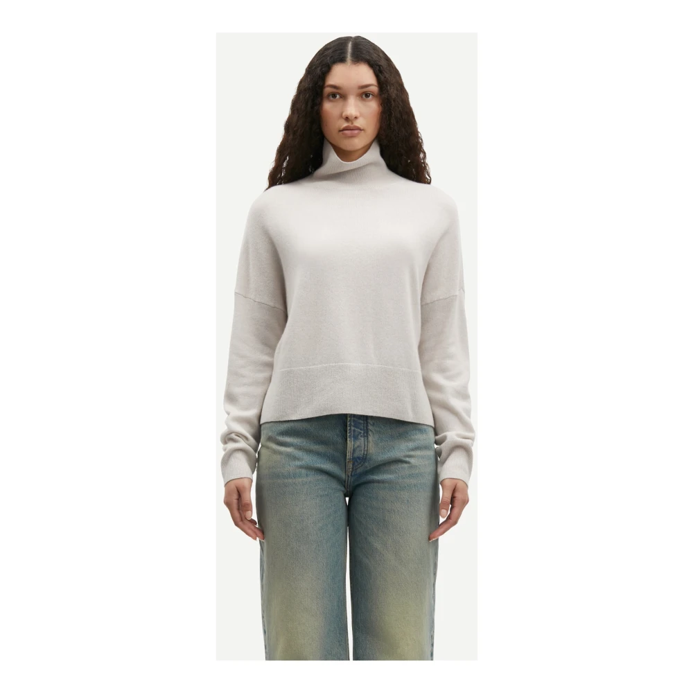 Samsøe Luxe Kasjmier Turtleneck Sweater White Dames