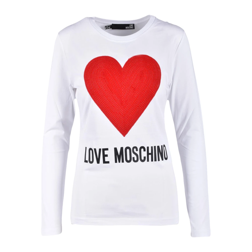 Love Moschino Katoen Spandex T-shirt White Dames