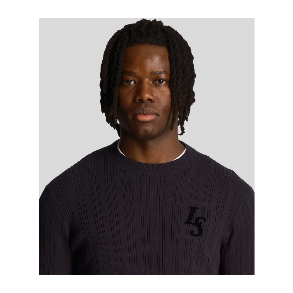 Lyle & Scott Club Emblem Crew Neck Jumper Blue Heren