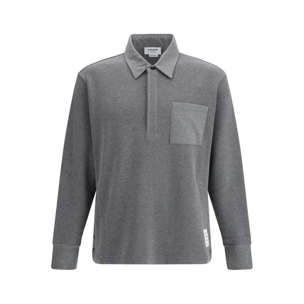 Thom Browne Men's Gray Cotton Polo Shirt With Classic Design