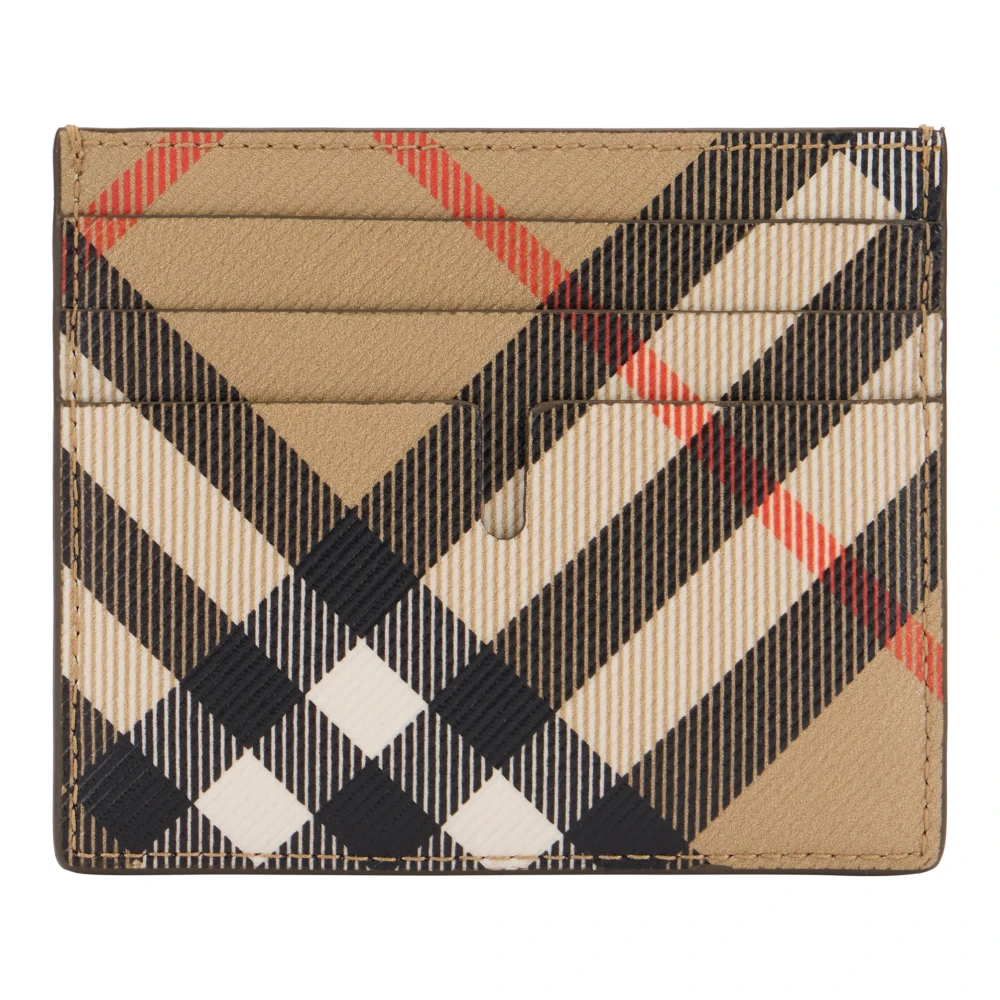 Burberry Men's Beige Vintage Check Cardholder - Wallets & Cardholders - One Size - Accessories