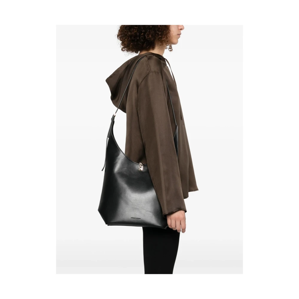 Loulou Studio Zwarte Schoudertas met Afneembare Pouch Black Dames