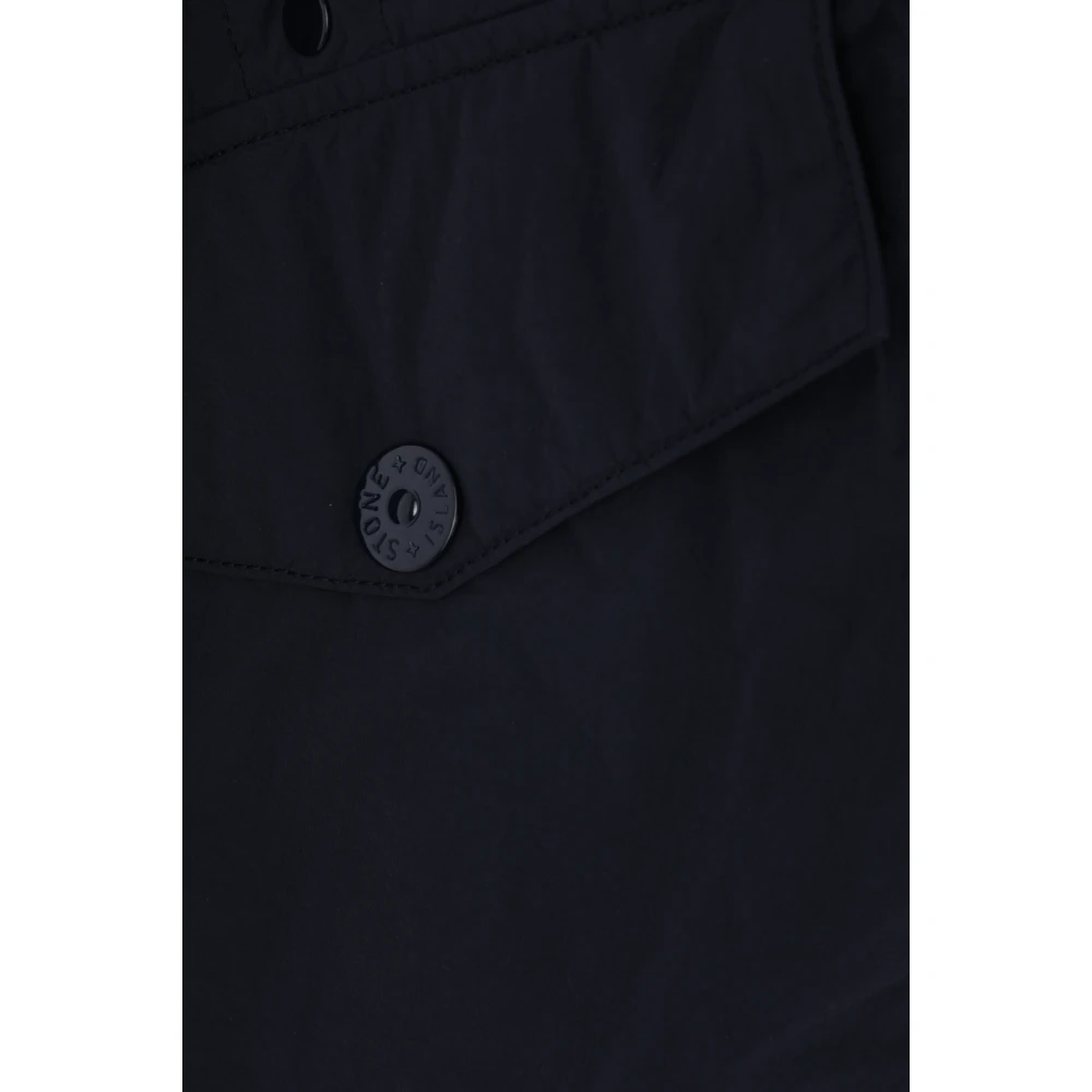 Stone Island Blauwe windjack met capuchon Blue Heren