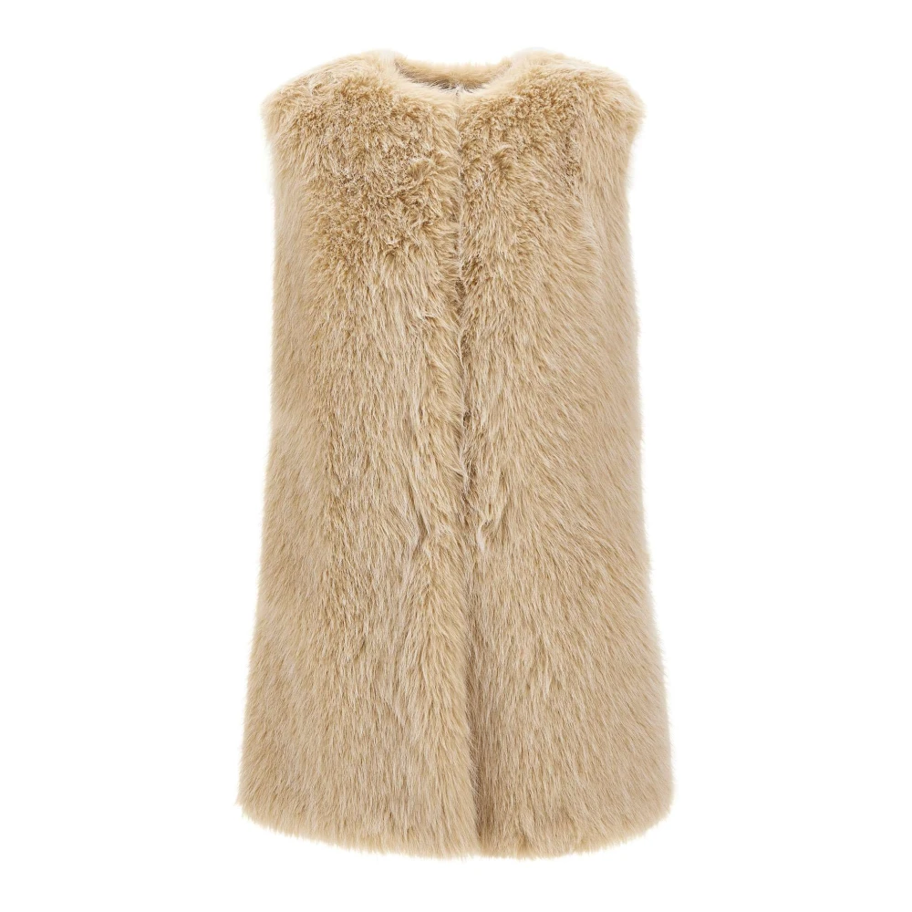 Herno Faux Fur Vest Sand Extra Zacht Beige Dames