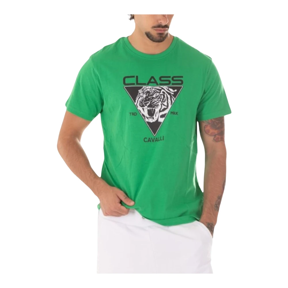 Just Cavalli Heren Logo T-shirt Green Heren