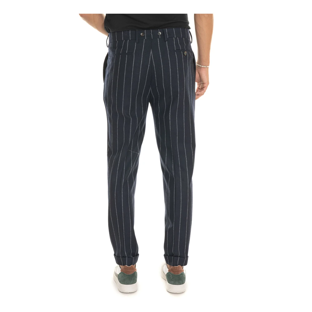 Berwich Gestreepte Chino Broek met Tailoring Vent Blue Heren