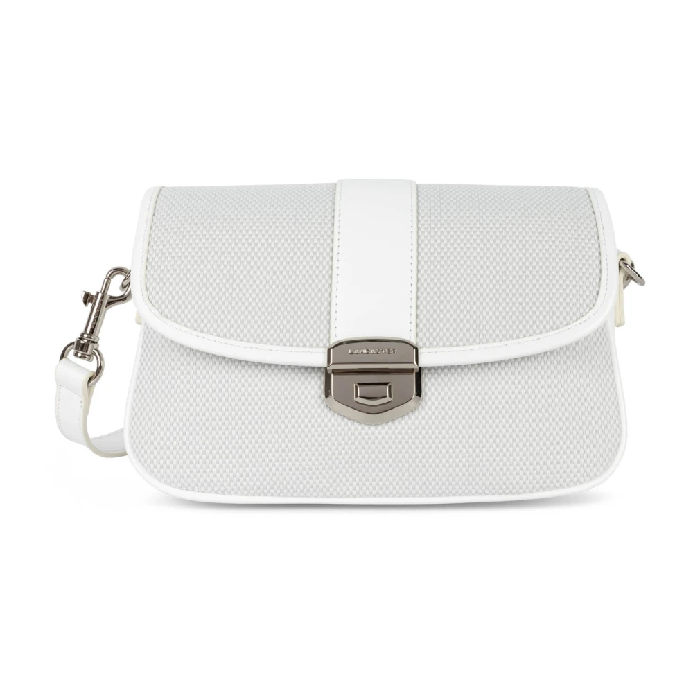 Lancaster Canvas Fia Flap Tas met Metalen Sluiting White Dames