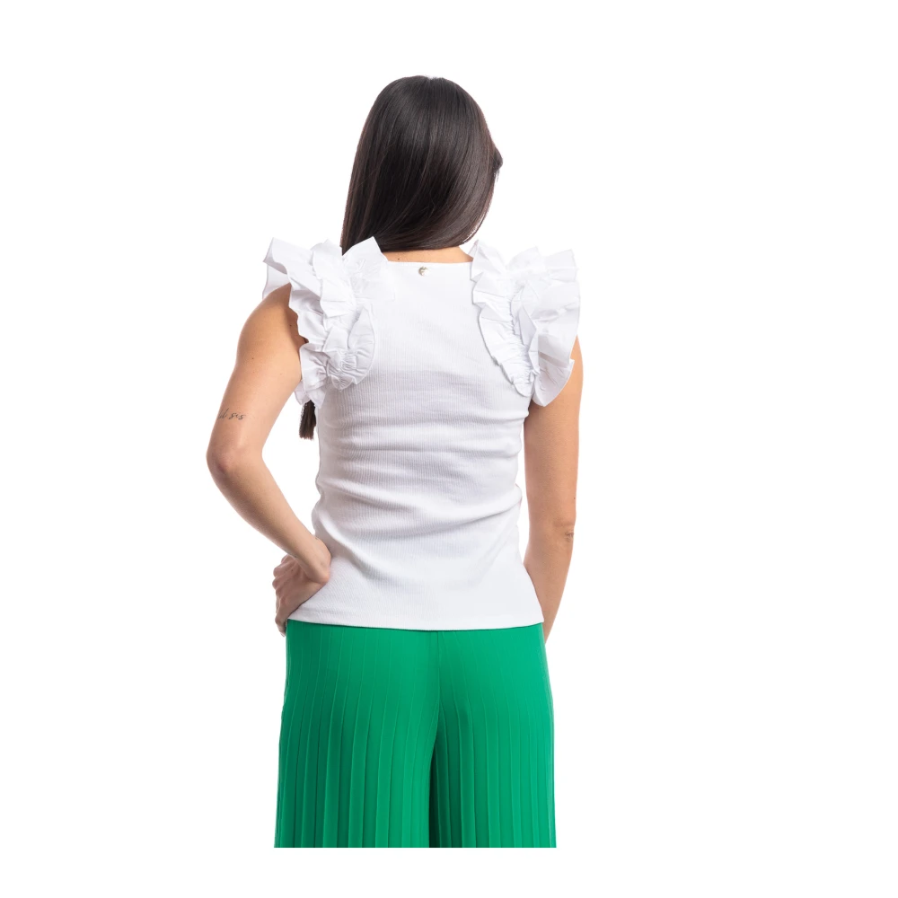 Liu Jo Gerimpeld T-shirt White Dames