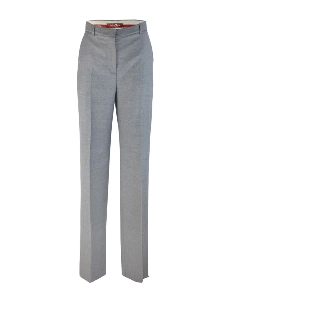 Max Mara Studio Grijze wollen broek met rits Gray Dames