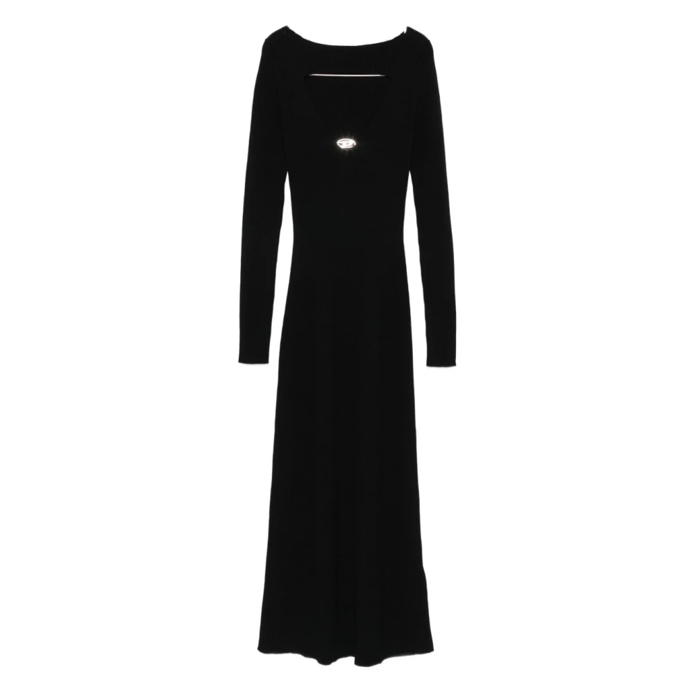 Diesel Damen Schwarz Elegantes Wollkleid Aw25