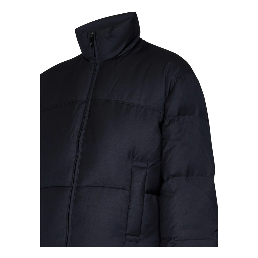 Emporio Armani Blauwe Wollen Blend Jack met Volledige Rits Blue Heren