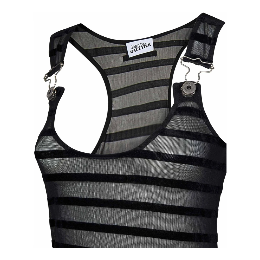 Jean Paul Gaultier Zwarte Gestreepte Overall Jurk Black Dames