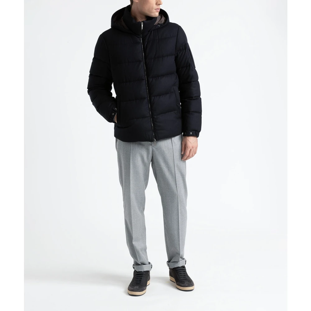 PESERICO Ganzendonsjas in kasjmier en tricot Blue Heren