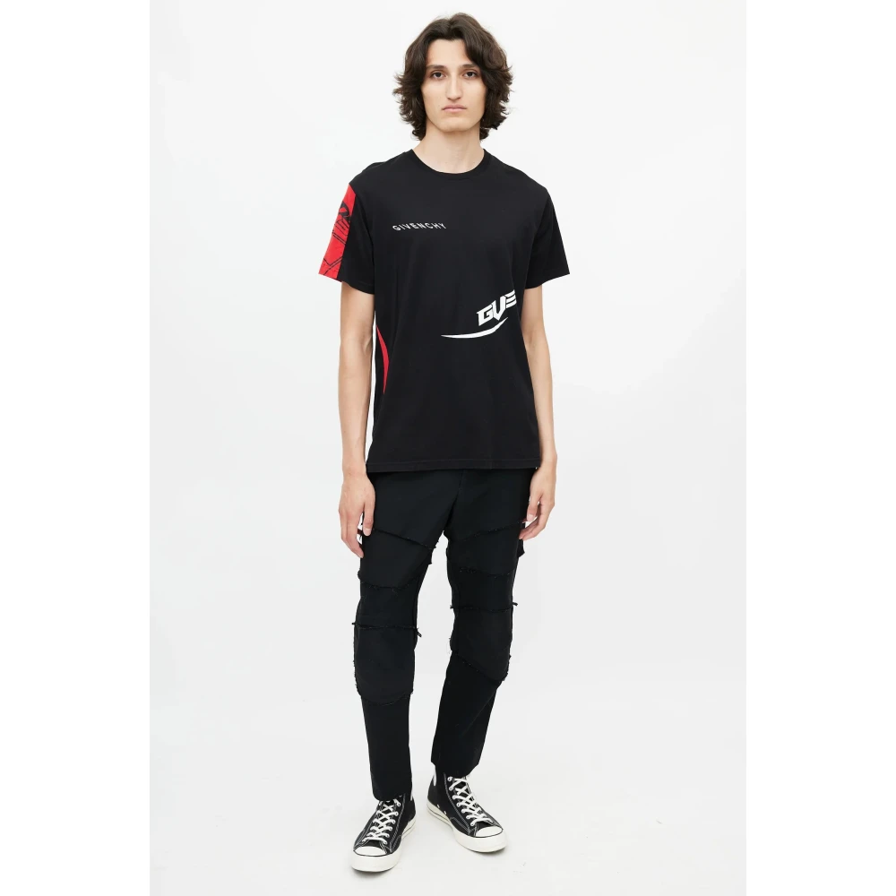 Givenchy Logo Bedrukt T-shirt in Zwart Black Heren