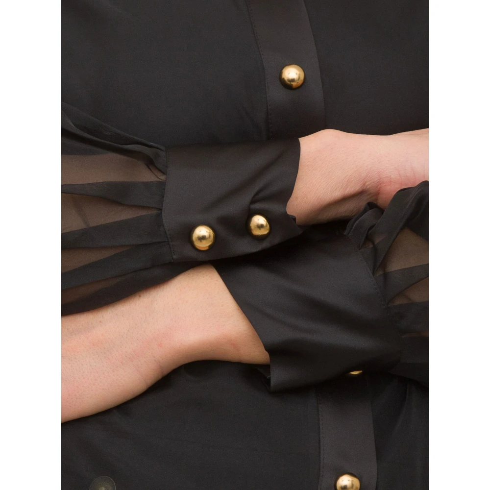 Nenette Zwarte Organza Shirt Black Dames