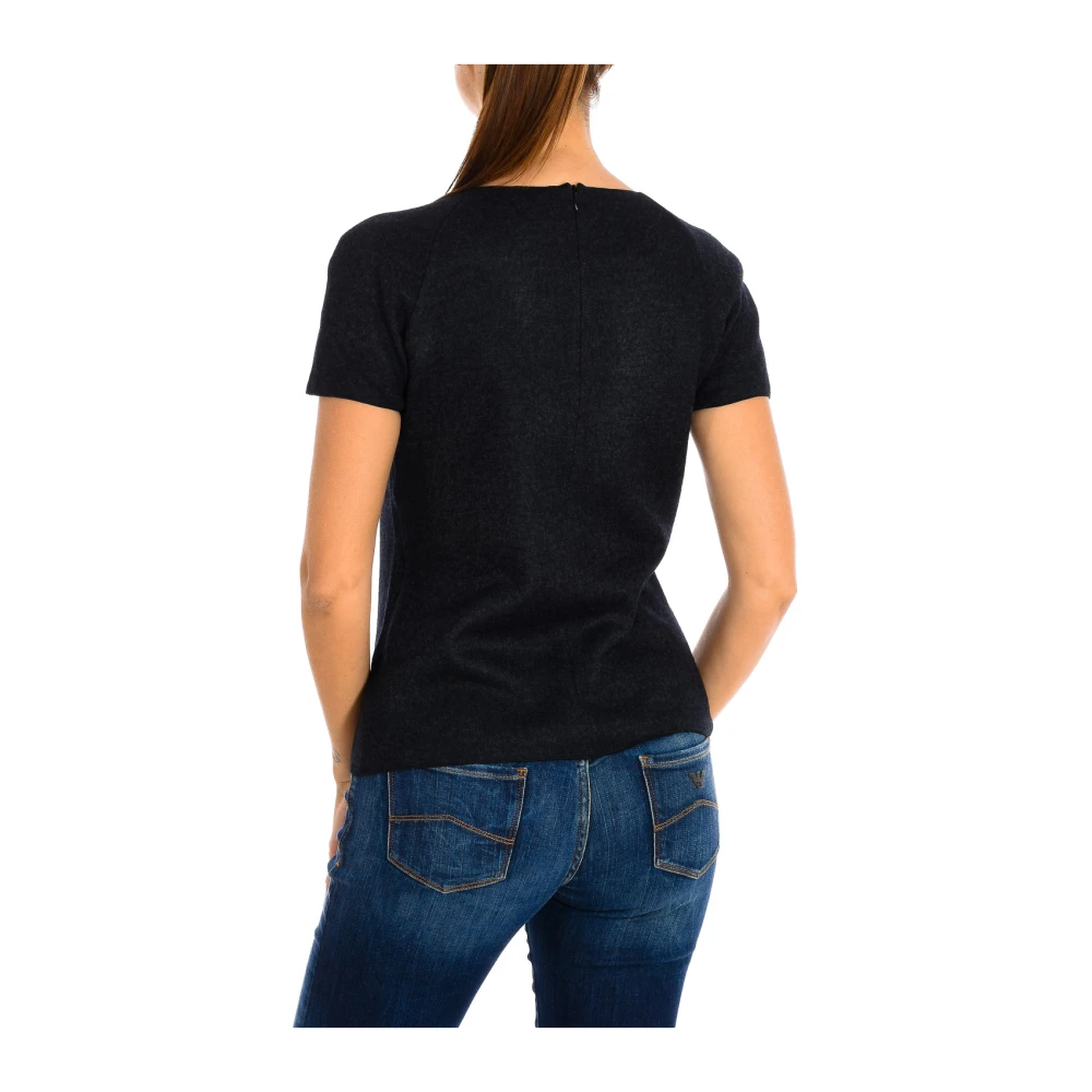 Emporio Armani Korte mouw ronde hals top Black Dames