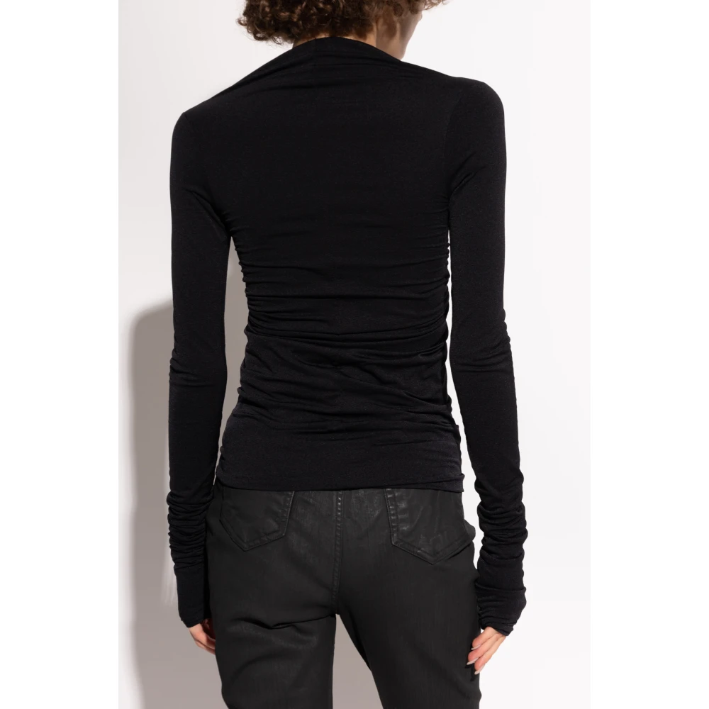 Rick Owens Long-Sleeve Prong Tee Black Dames
