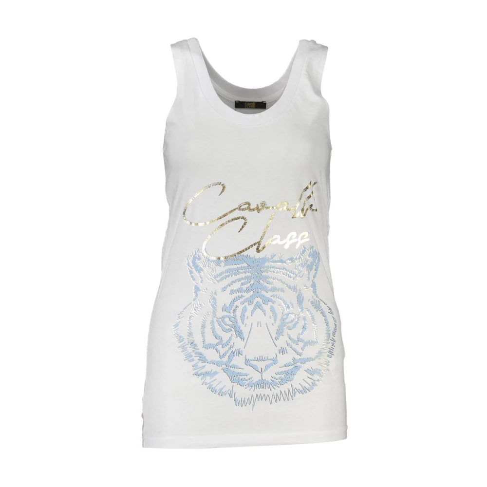 Cavalli Class Women's White Sleeveless Tops,, Cotton Tank Top Extra Small