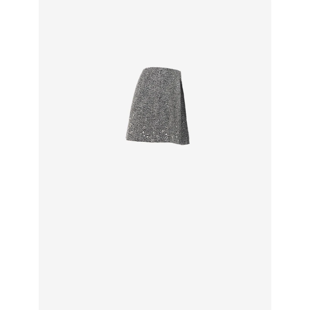 Durazzi Milano Wollen Mini Rok met Centrale Plooi Gray Dames