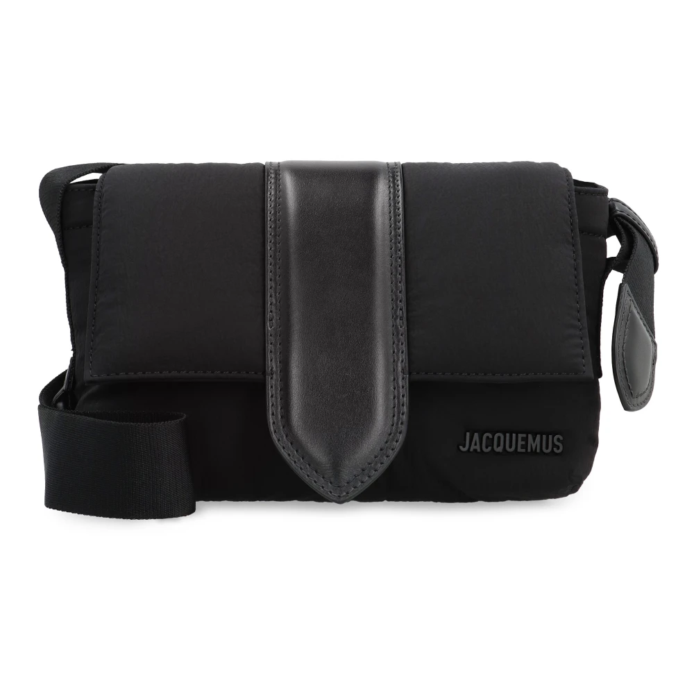 Jacquemus Nylon Messenger Tas met Leren Details Black Heren