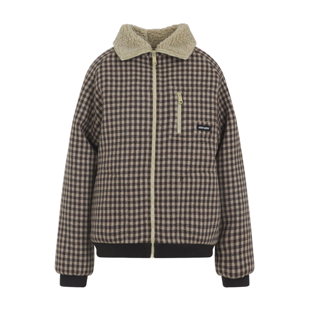 Miu Miu Women's Fleece-Lined Checked Blouson Jacket