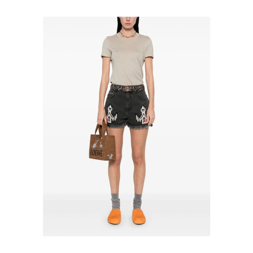 Isabel marant Geborduurde Denim Bermuda Shorts Gray Dames