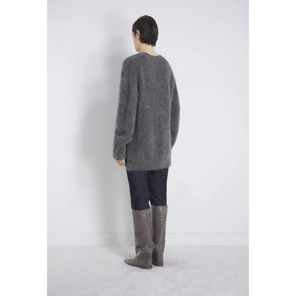 Loulou Studio Houtskool V-Hals Alpaca Sweater Gray Dames