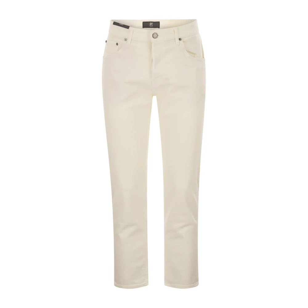 Pt Torino Mannelijk Wit Jeans Heren, W36, Straight Leg Pants