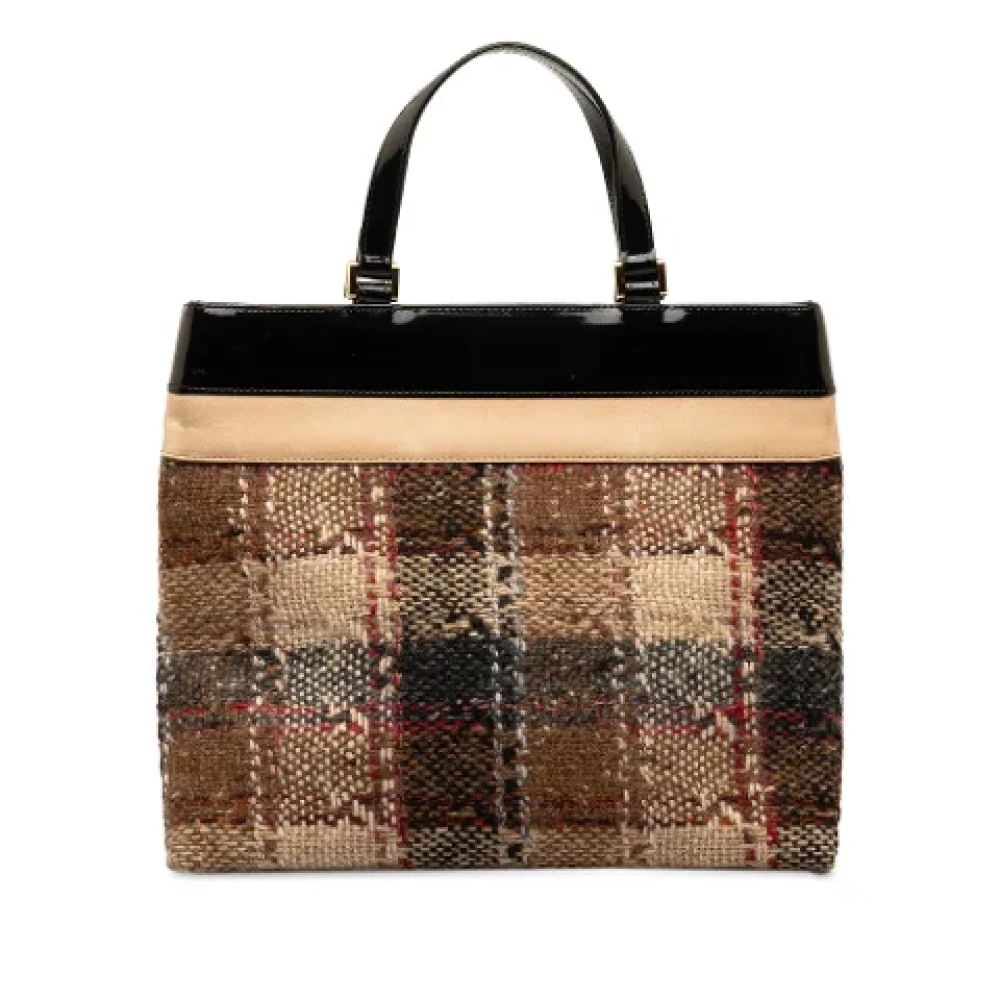 Burberry Vintage Pre-owned Wool handbags Brown Dames