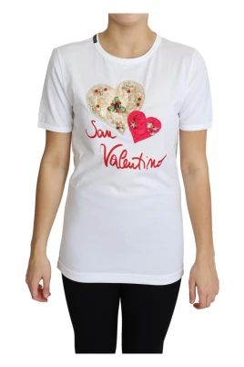 Kristallprydd Vit Bomull T-shirt