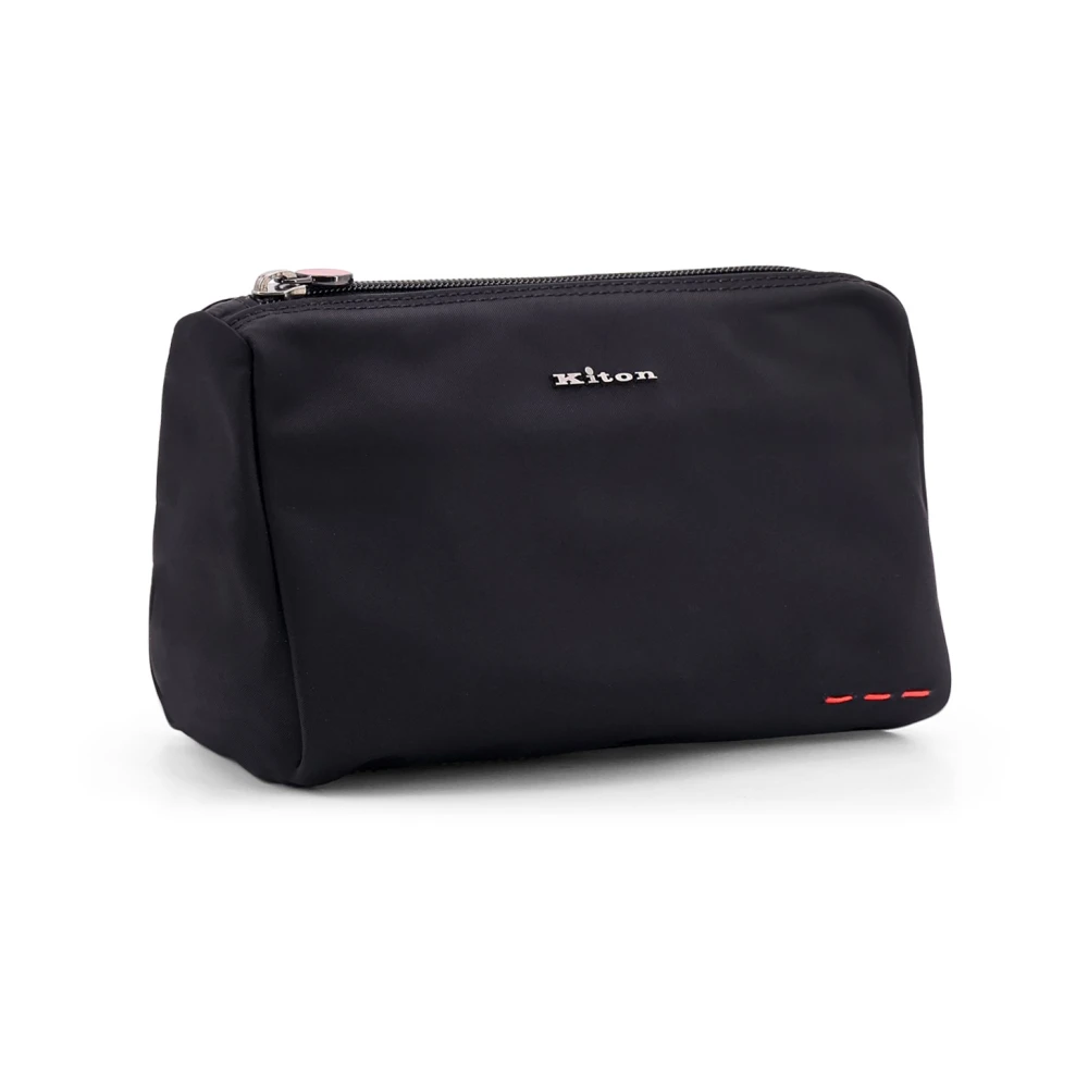 Kiton Nylon Beauty Case met Metalen Logo Black Heren