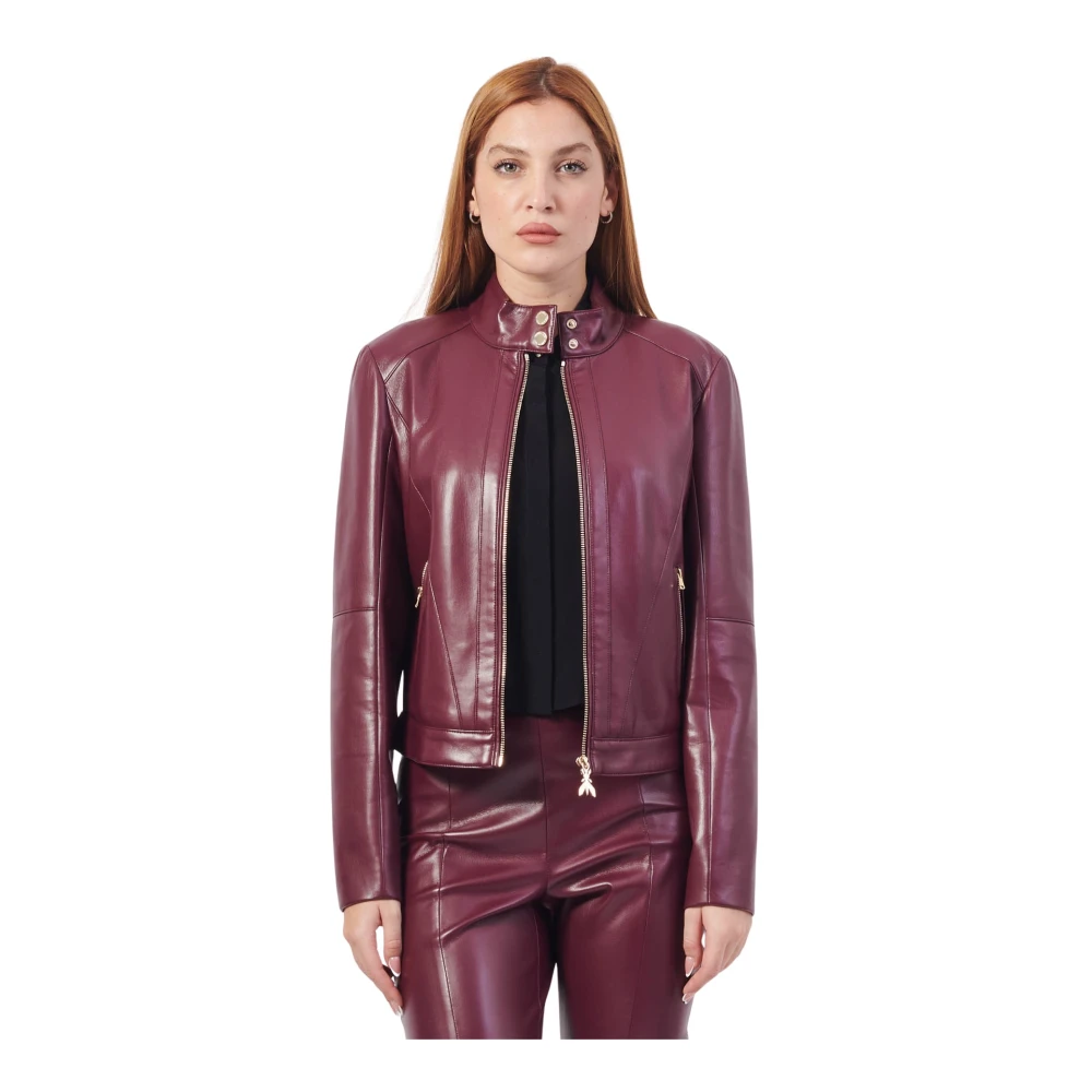 PATRIZIA PEPE Paarse Eco-Leren Jas Purple Dames