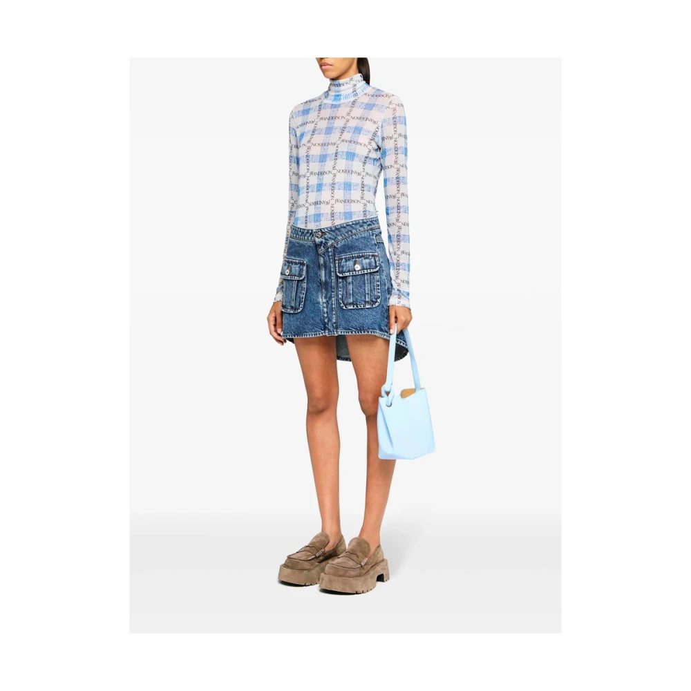 JW Anderson Indigo Denim Rok Gebogen Zoom Blue Dames